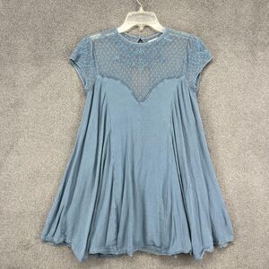 Kimchi Blue Dress Womens Small Blue Embroidered Lace Mesh Boho Flare‎ Lined